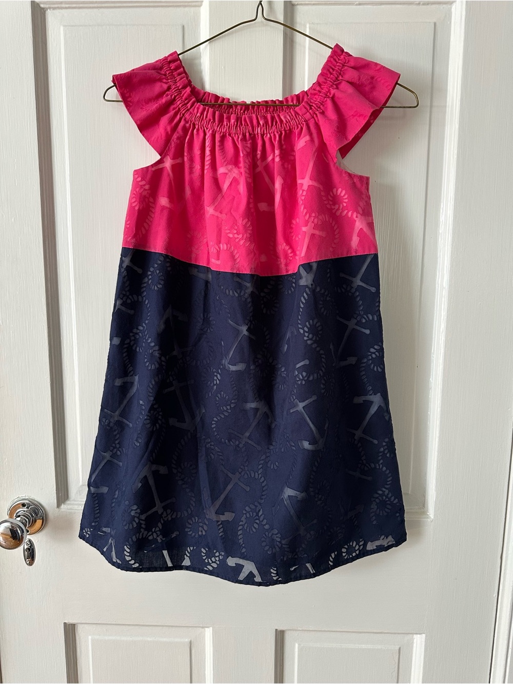 Lily Pulitzer girl’s M dress anchors coastal preppy pink blue sleeveless beach